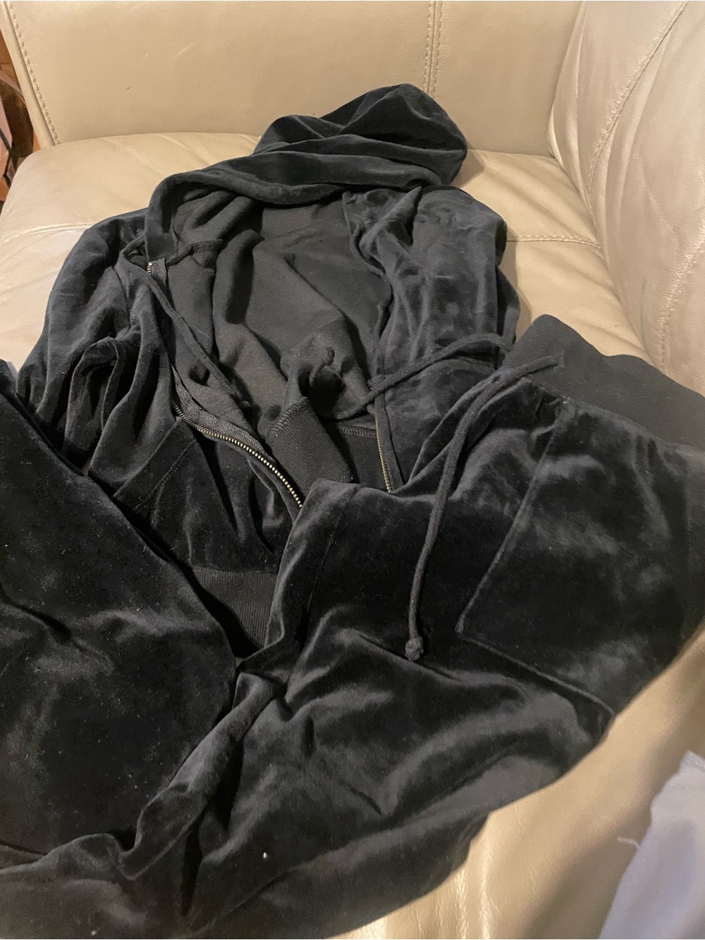 wild fable Black Velvet Zip-Up  Hoodie pantsuit